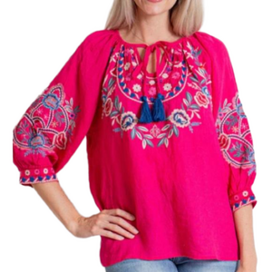 Kyla Seo Embroidered Pink Women's Top